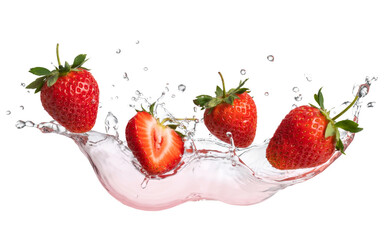 strawberries splash isolated on white background
