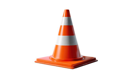Orange Traffic Cone: A bright orange traffic cone, with a white stripe, stands tall against a bright backdrop, a safety signal essential for any construction or road work.