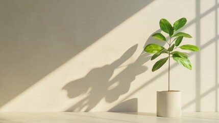 Potted plant with shadows