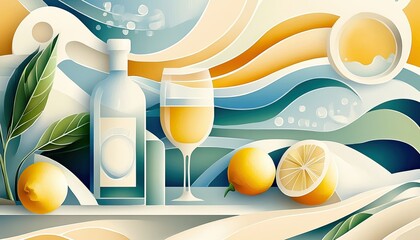 A bright and zesty horizontal illustration for Limoncello Day