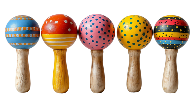 colorful maracas on white background