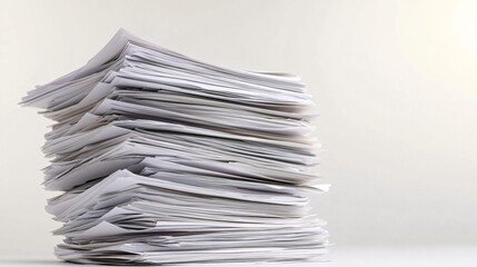 Professional Stack of Papers Isolated on White Background for Office Use
