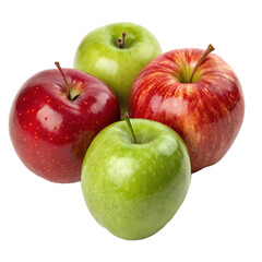 red and green apples isolated on transparent background