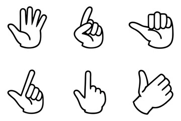 Obraz premium Hand Emoji Icon Set Editable Stroke Thumb up and like outline icons set