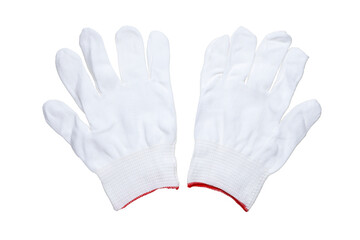 pair of white cotton gloves isolated on white background
