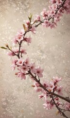 Naklejka premium Spring blossoms, arranged artistically on textured paper , bloom, decorative, artistic