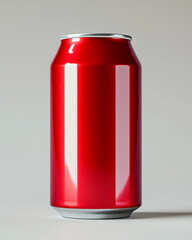 Fototapeta premium Sleek red drink can design on a white canvas showcasing modern marketing aesthetics