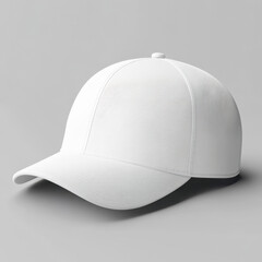 High-resolution white snapback cap mockup with detailed visor texture on grey background