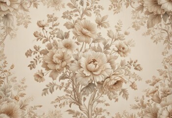 Intricate vintage floral wallpaper, soft neutral ecru tones , ecru, shabby chic, floral