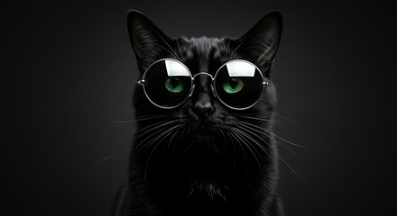 Cool Black Cat Wearing Sunglasses