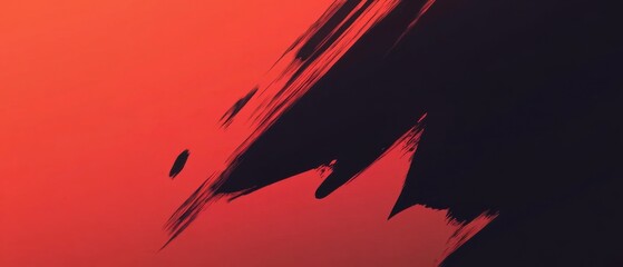 Obraz premium Abstract red and black brush stroke background with dynamic contrast, creating a bold and modern artistic design element