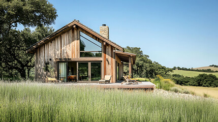 light-filled compact house with modern rustic appeal and countryside views