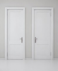 Multiple pristine white doors, open and shut, against a stark white backdrop ,  home,  clean