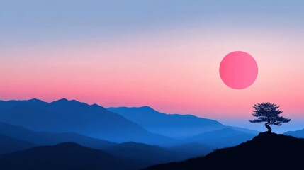 Fototapeta premium Mountain landscape at sunset