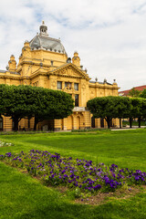 Zagreb, Croatia - 8 May 2023: Beautiful Art Pavillion in spring