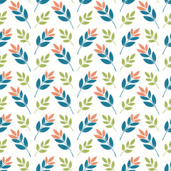 Seamless floral pattern with colorful leaves on a dark background, perfect for textile and wallpaper designs