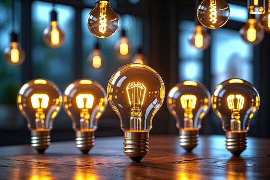 Digital Marketing and Branding Strategy with Illuminated Light Bulbs Concept