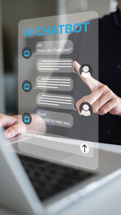Artificial intelligence chatbot communication innovation client business service message technology concept