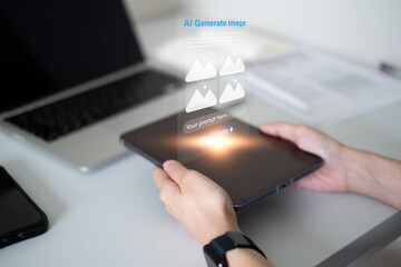 Artificial intelligence image graphic generate software digital technology prompt tool design...