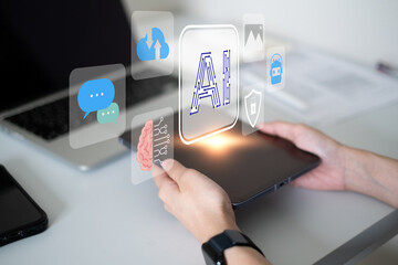 Artificial intelligence technology ai digital innovation image generation chatbot business dashboard data analysis marketing innovation network assistance automation system software machine learning