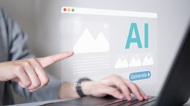 Artificial intelligence image graphic generate software digital technology prompt tool design concept application assistant content - Powered by Adobe