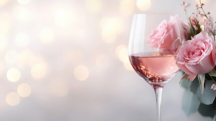 Rose wine and pink flowers