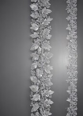 Shimmering silver leaf lace border on metallic background, shimmer, design, glamorous