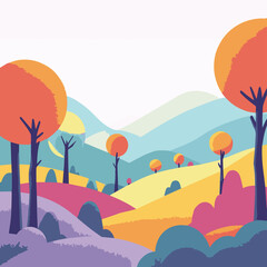 autumn landscape with trees and mountains