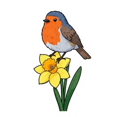 robin on a flower