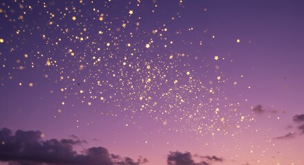 Purple pink glittering sunset sky background