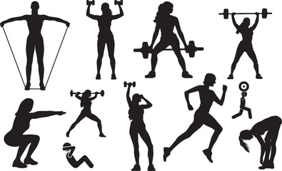 female workout, woman fitness, gym girl, woman lifting weights, fitness silhouette, exercise woman, gym training, female bodybuilding, woman stretching, dumbbell girl, workout pose, woman running, fit