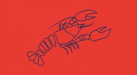 Simple lobster illustration against red background