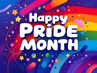 Happy Pride Month inspiring colorful graphics for greeting