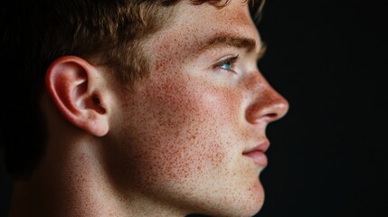 Obraz premium Side portrait of freckled person