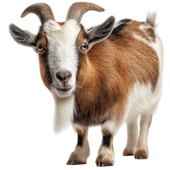 Fototapeta premium Dairy Goat, Domestic goat isolated on white background or PNG transparent, Farm Animal Collection