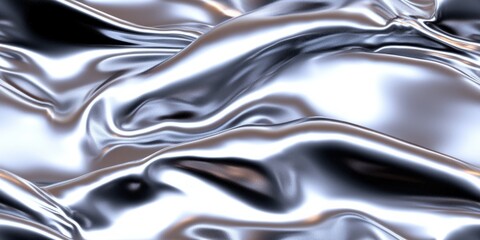 Silver fabric draped gracefully offers a glimpse into texture and shine in a soft, flowing arrangement