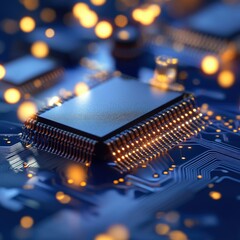 Computer chip circuitry close-up