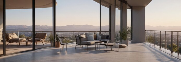 Sun-drenched modern condo, breathtaking vista ,  ceiling,  living area,  high-rise