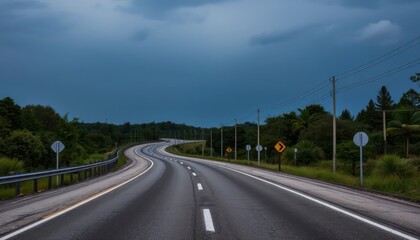 Fototapeta premium Winding Road Under Stormy Sky