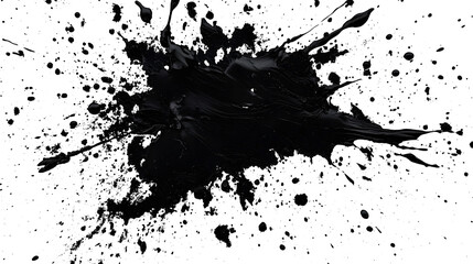 Obraz premium black ink Splatter, black paint, ink brush strokes, brushes, lines, grungy. Dirty artistic design elements, Black inked splatter dirt stain splattered spray splash with drops blots.