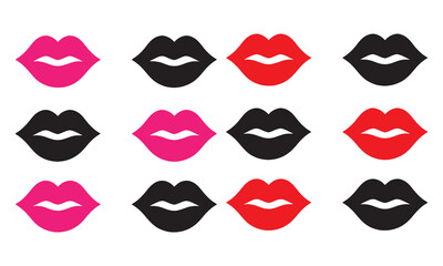 Lips Icon Collection Flat Vector Lip Shapes and Silhouettes