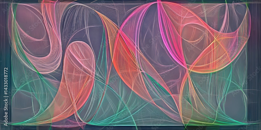 Poster colorful abstract lines create a dynamic visual pattern in vibrant hues and flowing shapes