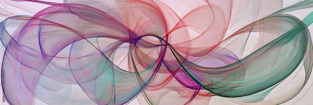 Poster colorful abstract swirls create a dynamic visual display with flowing lines and graceful curves on a