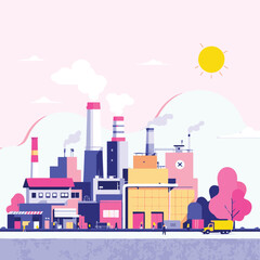 Obraz premium vector illustration of a factory
