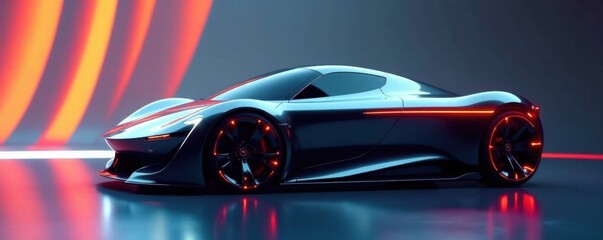 Sleek, modern automobile with curved lines and angular edges , automotive, sleek, design