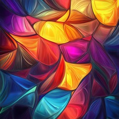 Colorful abstract design showcasing vibrant shapes and textures in a dynamic composition