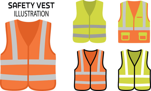 vector illustration of  Safety Vest  set on white background