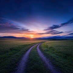 Fototapeta premium Country road at sunset