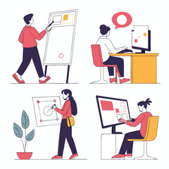 design and development concept illustrations set