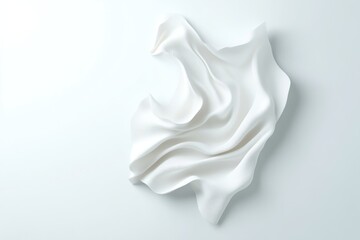 Elegant white fabric drapes in a dynamic, flowing form